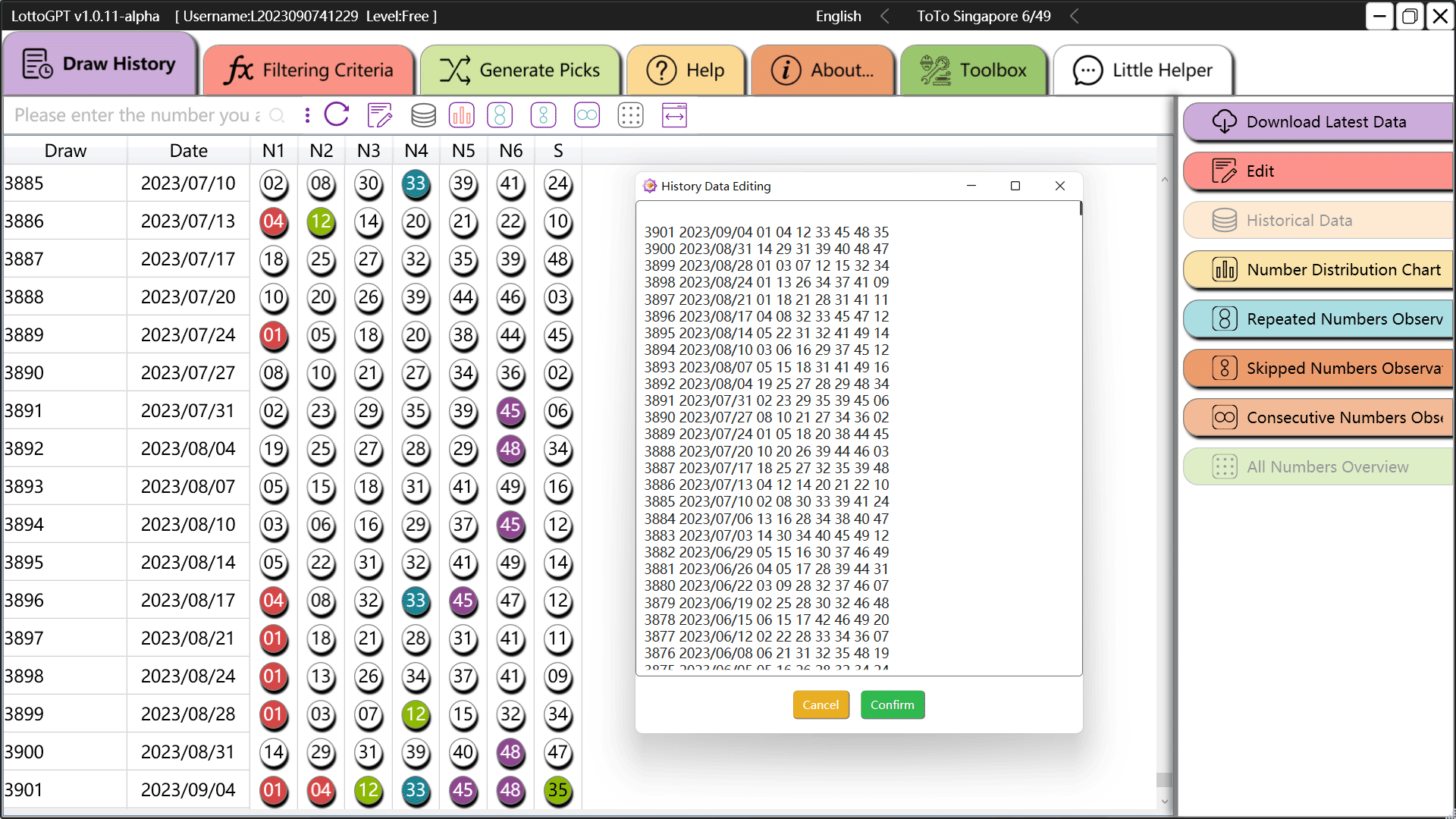 screenshot of lottoGPT interface 3